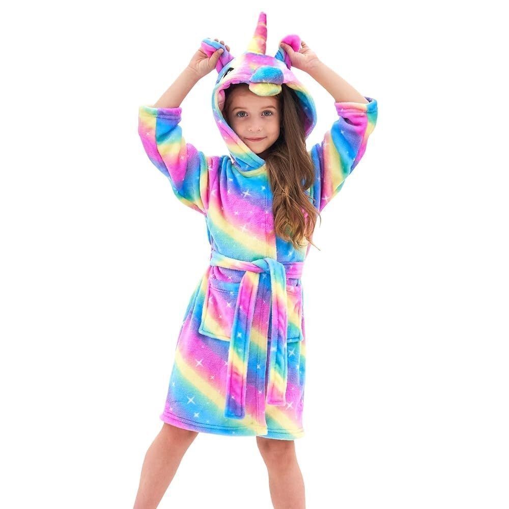 Rainbow Unicorn Kids Pajama Robe Towel